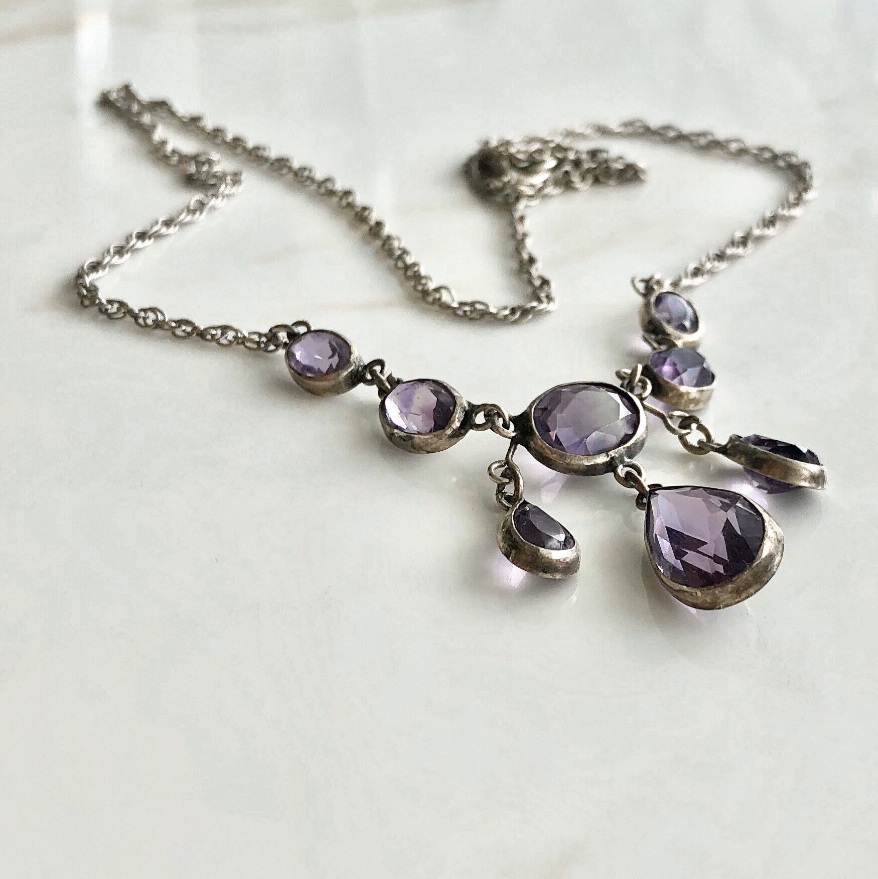 Silver and shop amethyst necklace