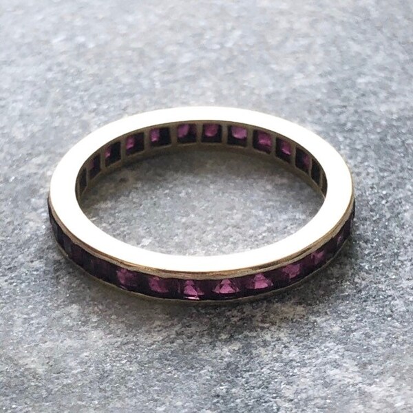 Vintage Yellow Gold Ruby Full Eternity Band Ring