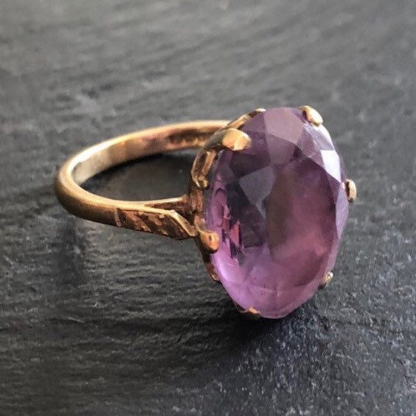 Vintage 9 Carat Gold Amethyst Cocktail Ring