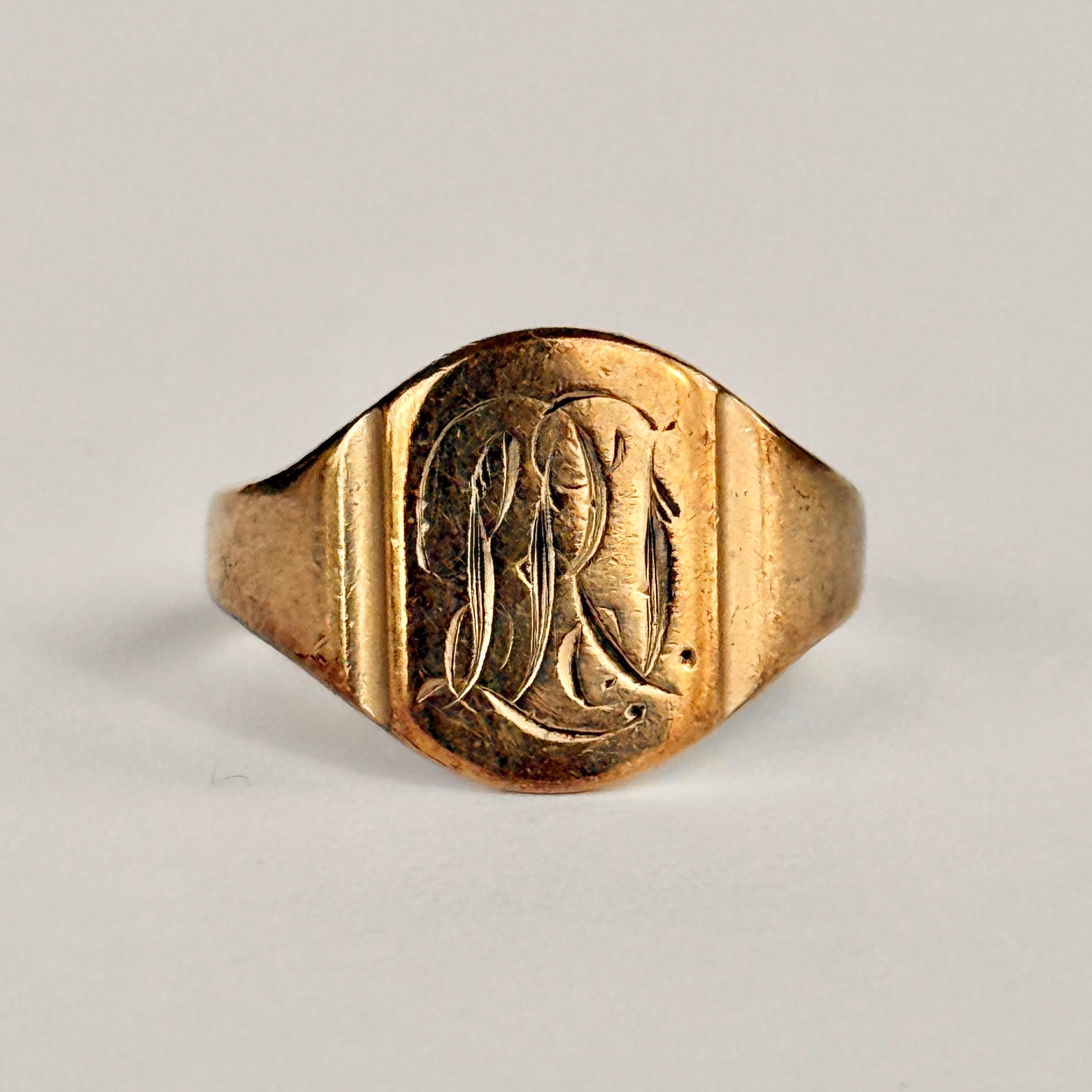 Vintage 9 Carat Gold Signet Ring - Etsy