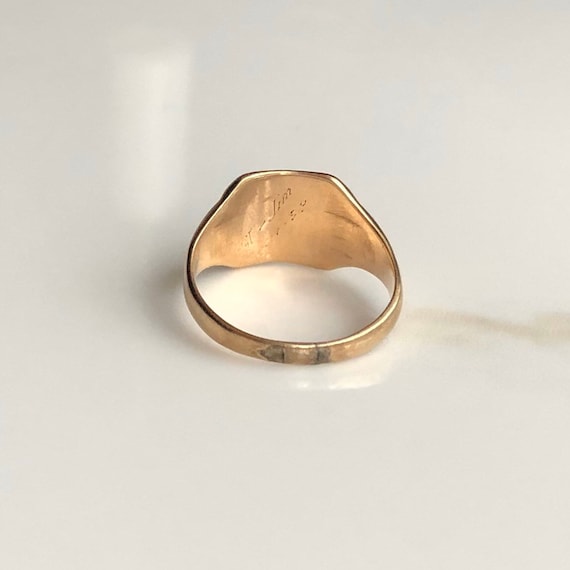 Vintage 9 Carat Yellow Gold Signet Ring With Initials 'JPMA
