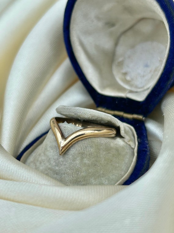 Gold Over Silver Wishbone V Shaped Ring Band - image 5