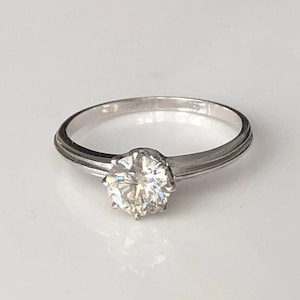 Vintage Platinum Old European Cut Diamond Solitaire Ring