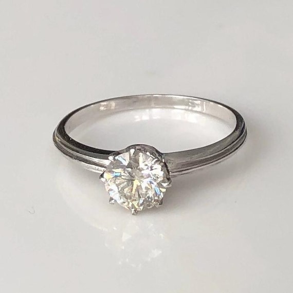Vintage Platinum Old European Cut Diamond Solitaire Ring