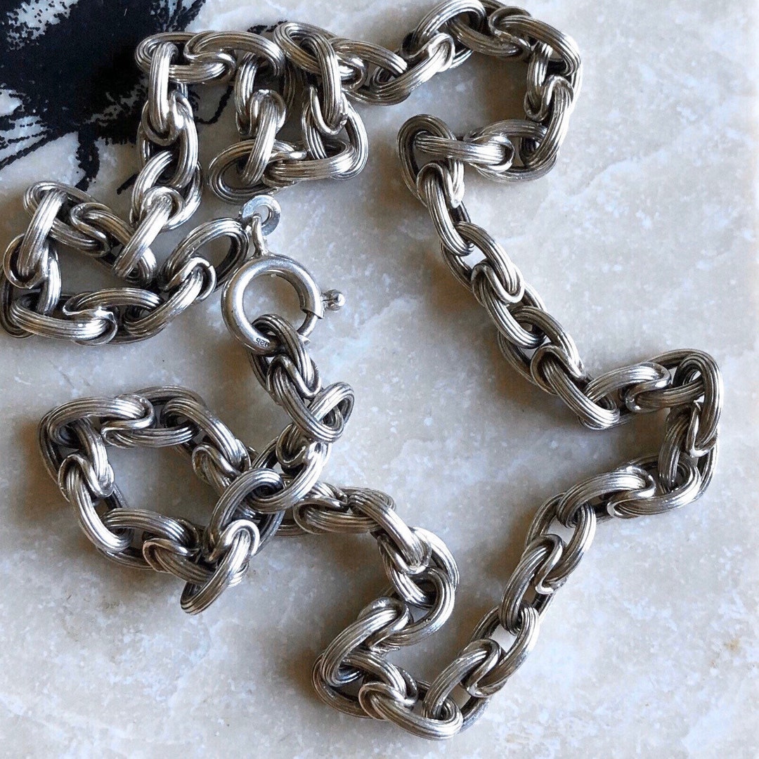 Vintage Silver Anchor Link Necklace - Etsy