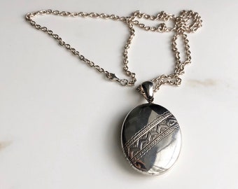 Antique Silver Locket on Necklace