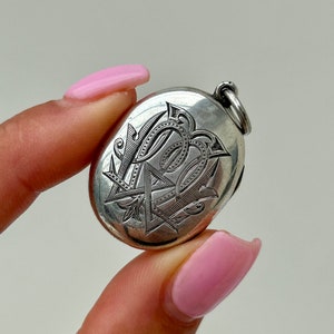 Antikes Silber Monogramm Medaillon Anhänger