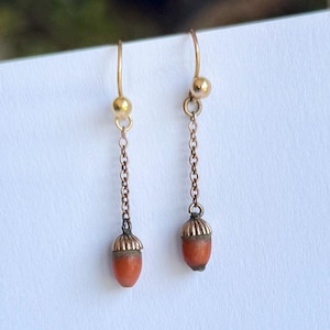 Antique Gold Coral Dangle Earrings