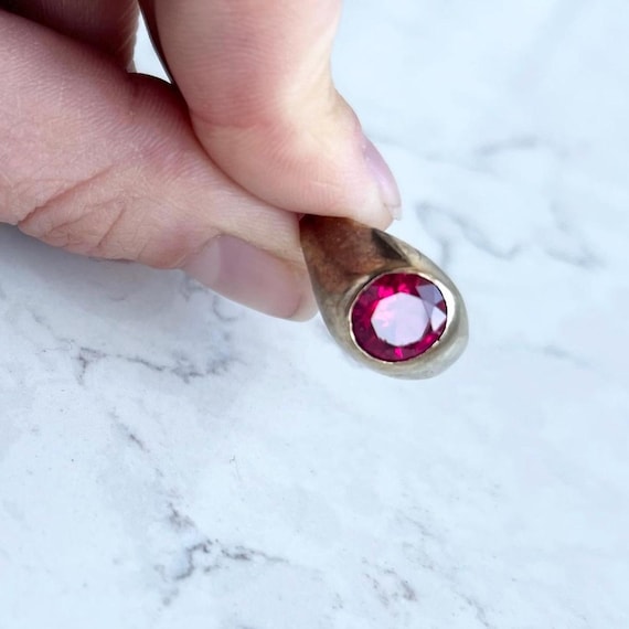 Vintage Paste Ruby Signet Ring - image 5