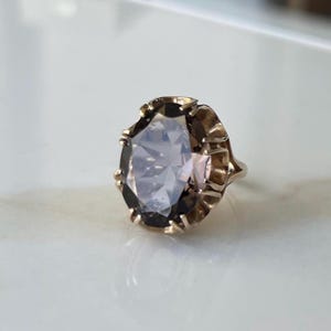 Vintage 9 Carat Yellow Gold Smokey Quartz Ring