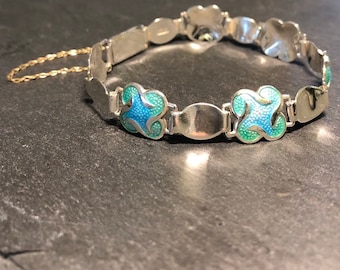 Vintage Silver Enamel Bracelet
