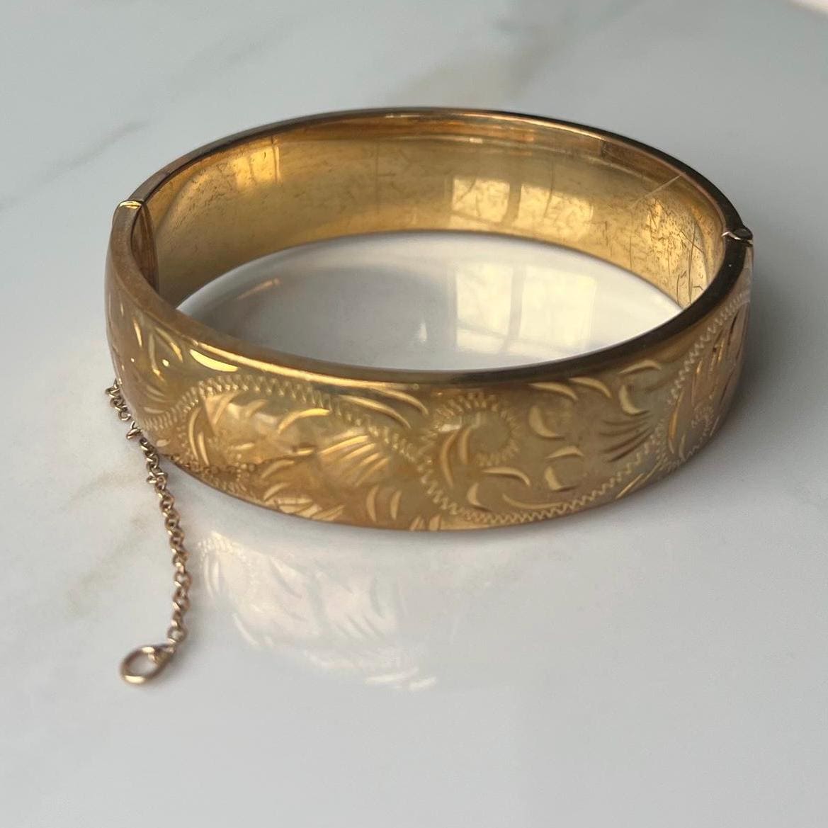 Vintage 9 Carat Yellow Rolled Gold Bangle Bracelet - Etsy