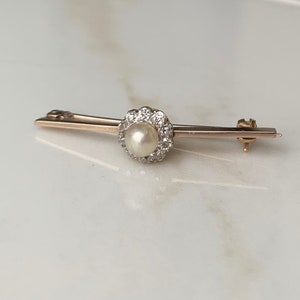 Vintage 9 Carat Gold Diamond And Pearl Brooch
