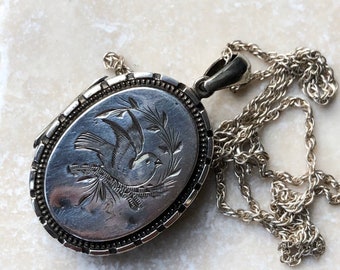 Victorian Silver Asthetic Locket on Chain Circa.1900