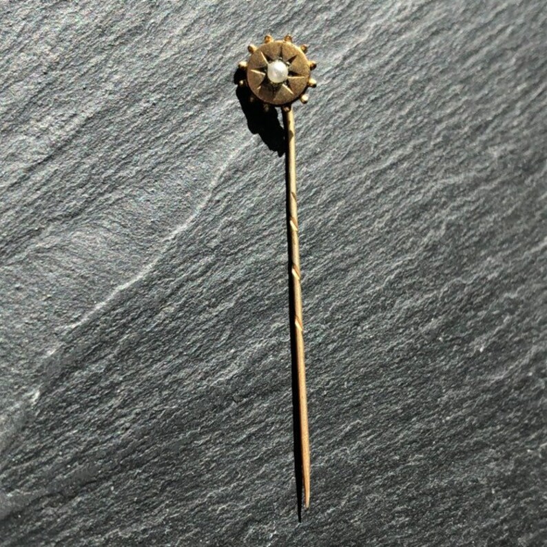 Vintage Gold and Pearl Stick Pin Brooch Etsy