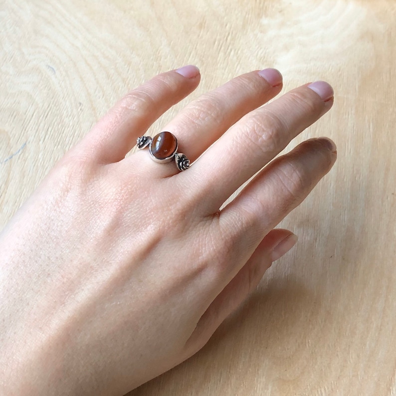 Antique Silver Cabochon Agate Ring