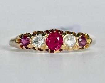 Vintage 18 Carat Gold Ruby and Diamond Ring