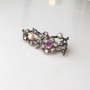 Natural Sapphire Brooch, 925 Silver Rare Pink Sapphire. Christmas