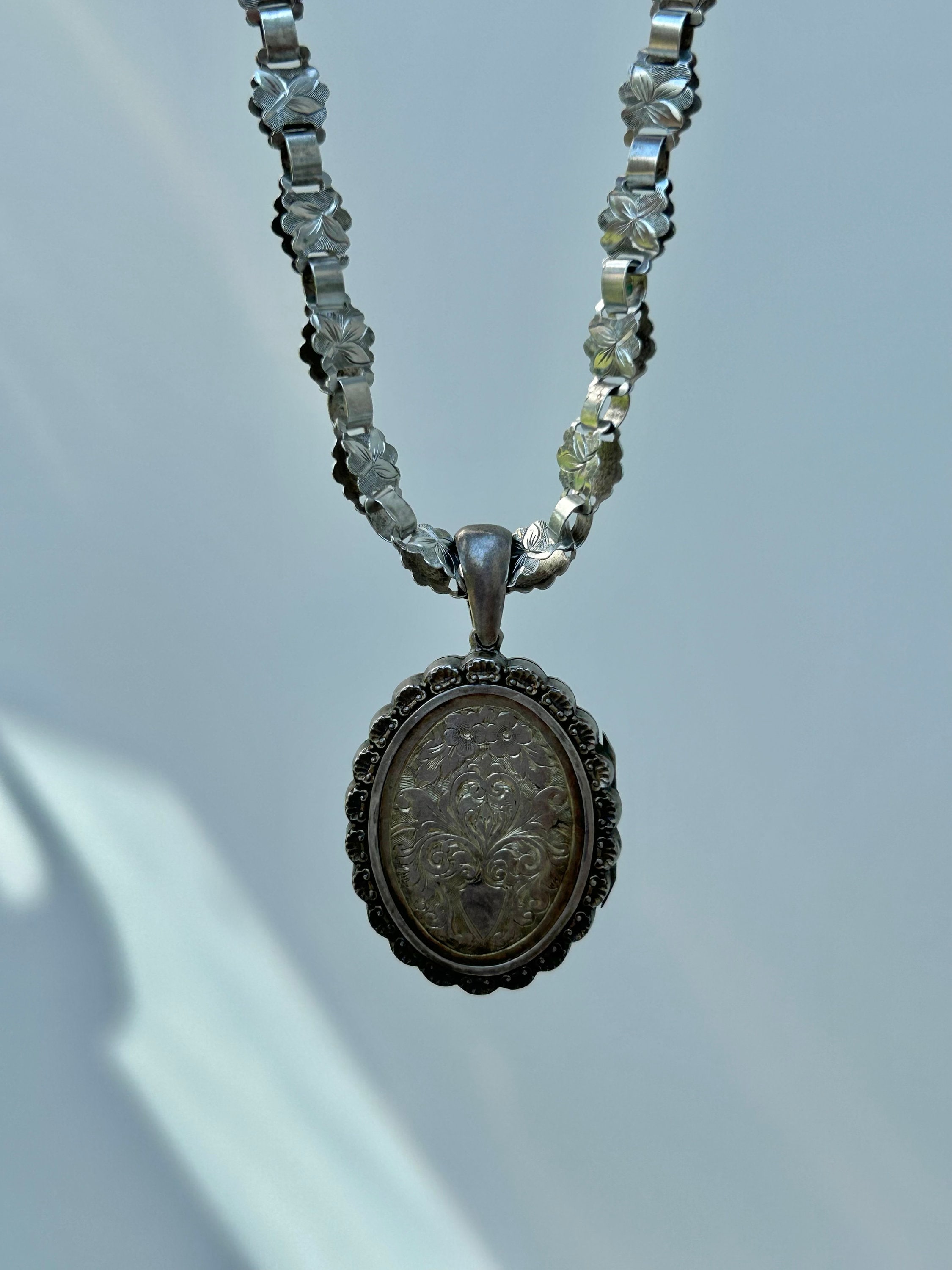 Victorian Silver Collar and Locket Necklace - Etsy
