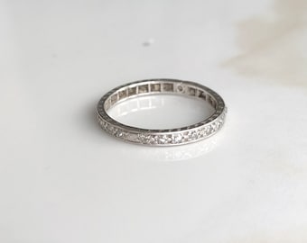Vintage 9 Carat White Gold Diamond Band