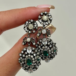 Antique Silver Paste Drop Earrings