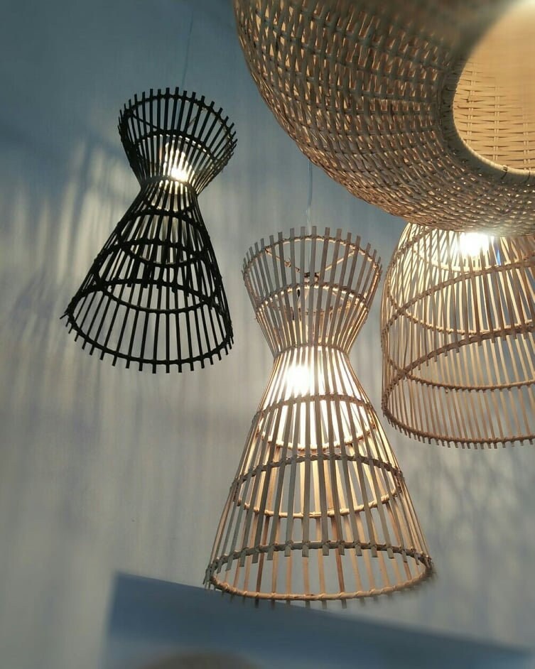 Black Rattan Shade Modern Rattan Pendant Light Bamboo Etsy