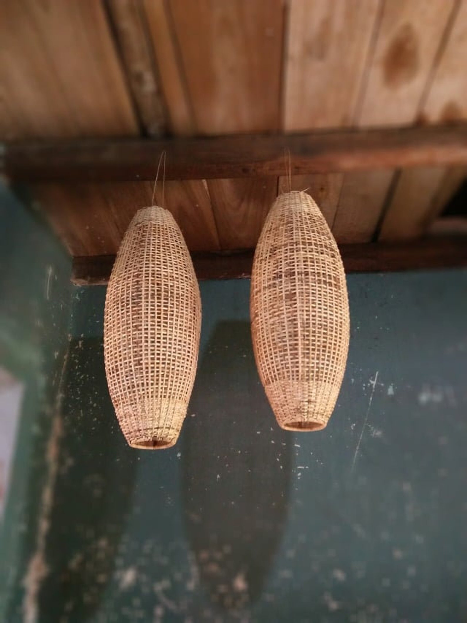 Rattan Hängelampe Gewebte Pendelleuchte Bambus Pendellampe Etsy
