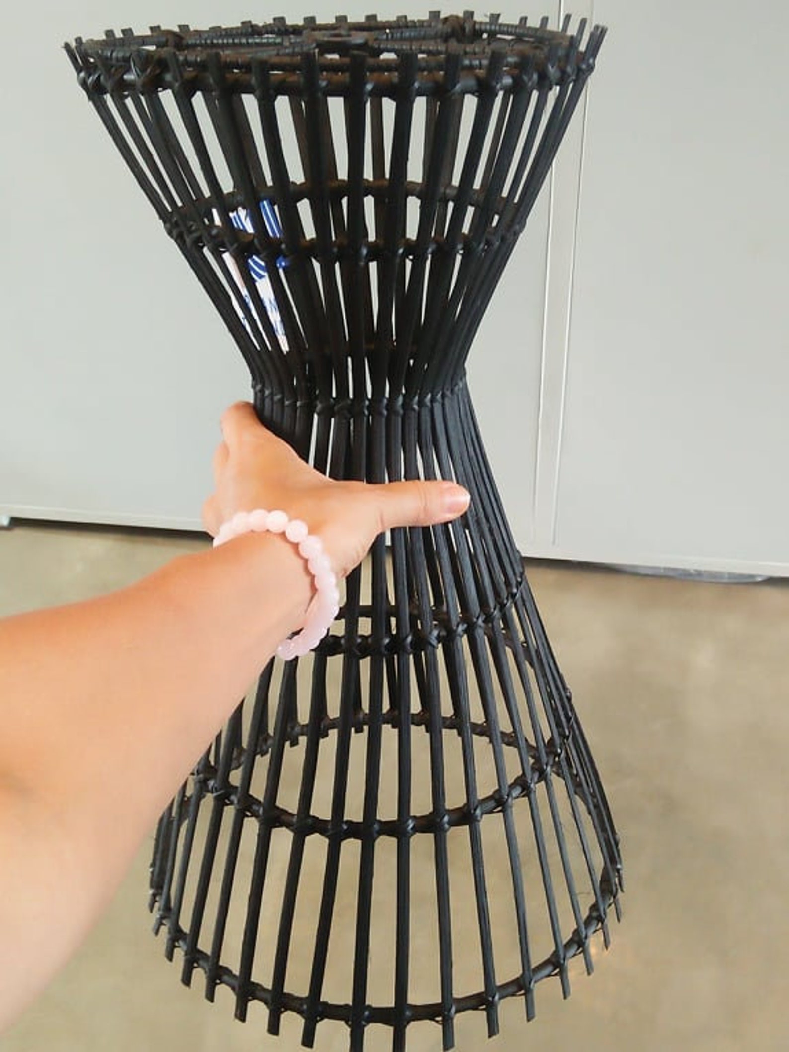 Black Rattan Shade Modern Rattan Pendant Light Bamboo Etsy