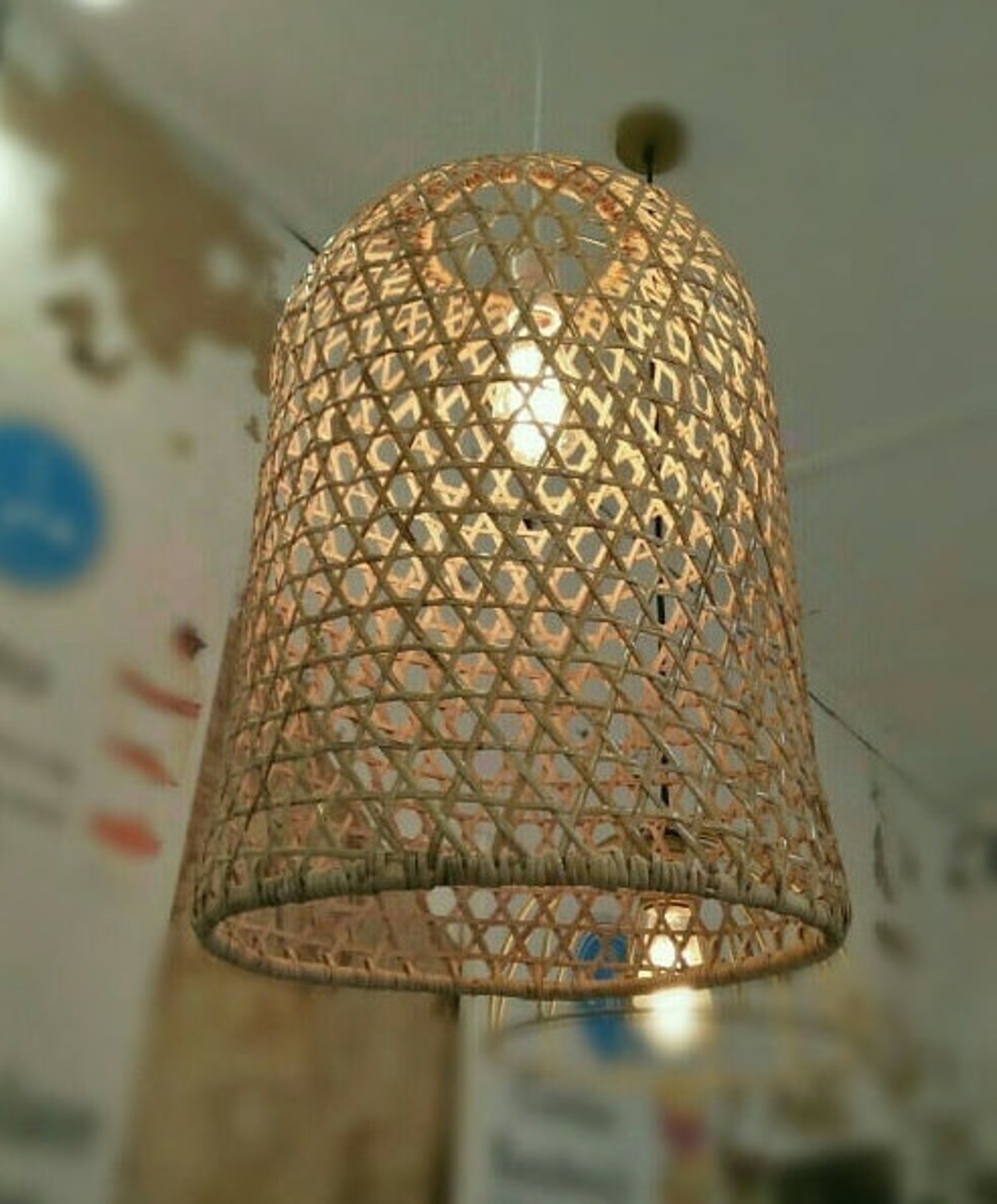 Bamboo Lampshade Bamboo Hanging Lamp Boho Lantern Bamboo Etsy