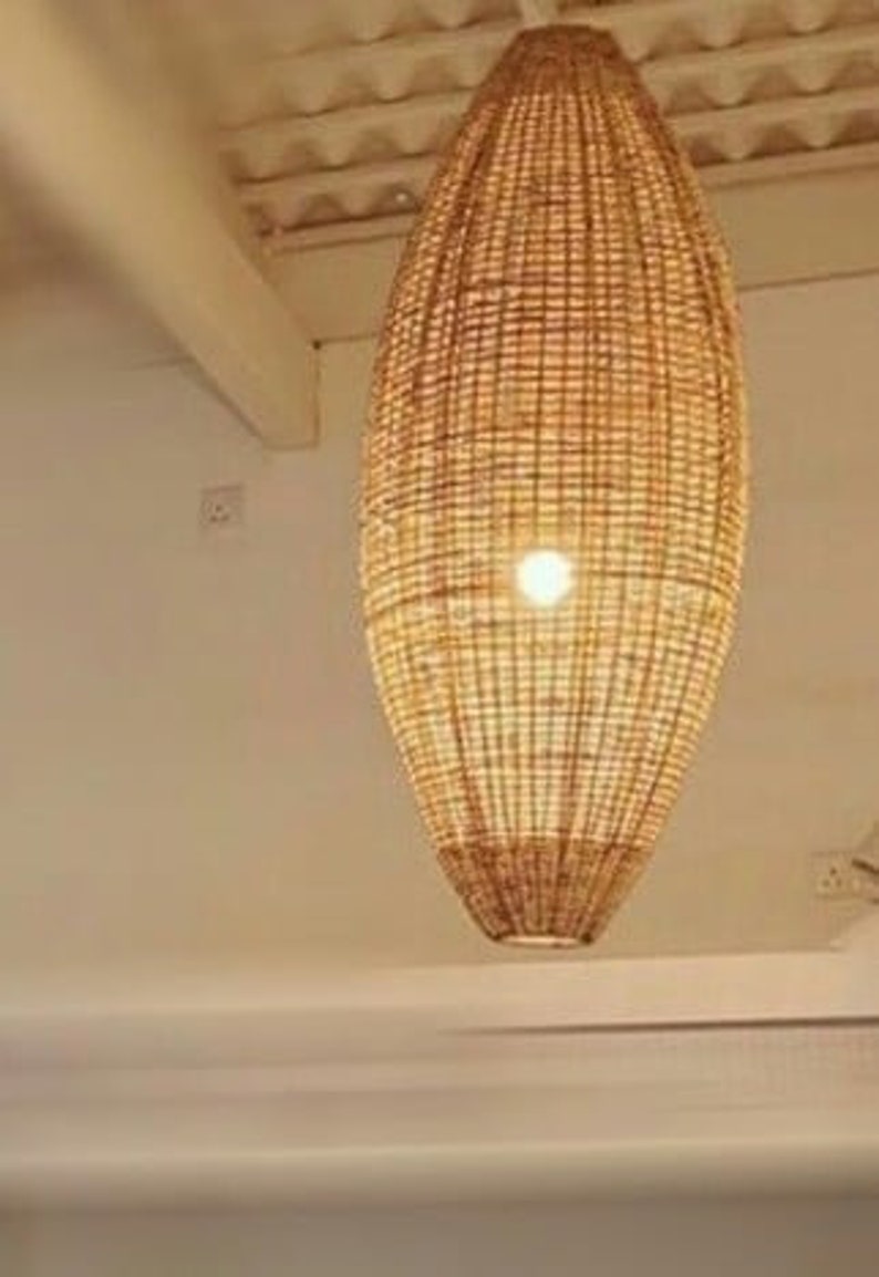 Rattan Hängelampe Gewebte Pendelleuchte Bambus Pendellampe Etsy