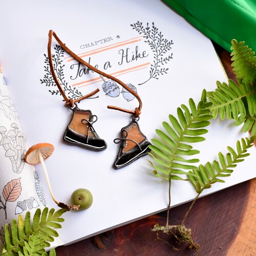 Hiking Boots Ornament Stained Glass Ornament Hiker Etsy