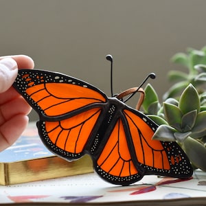 Stained Glass Orange Monarch Butterfly | Butterfly Suncatcher | Nature Art | Butterfly Ornament | Orange Butterflies | Monarch | Glass Wings