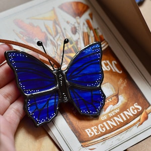 Blue Butterfly | Stained Glass Butterfly | Glass Wings | Stained Glass Blue Butterfly Suncatcher | Butterfly Ornament