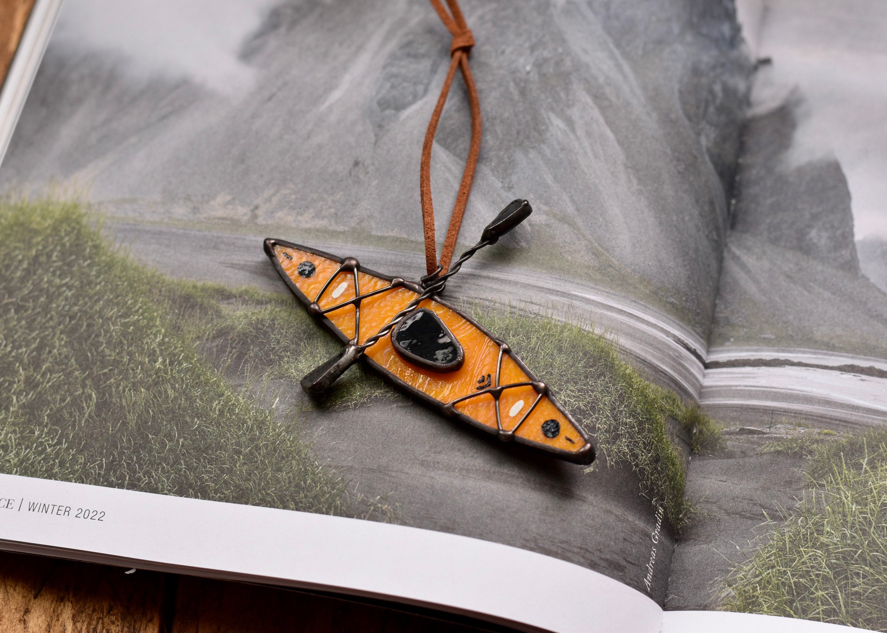 Yellow Stained Glass Kayak With Paddle | Christmas Ornament | Suncatcher | Kayak Adventure | Adventure | Outdoors | Take Me Kayaking