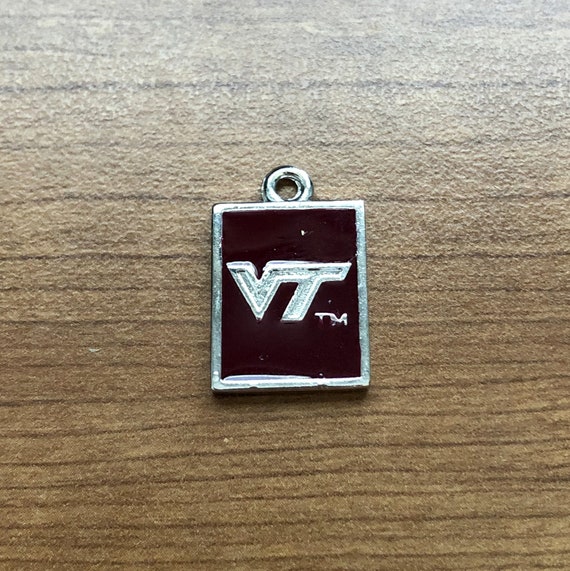 lot of 2 VT VIRGINIA TECH HOKIES NCAA SILVER CHARM BRACELET fan gift jewelry