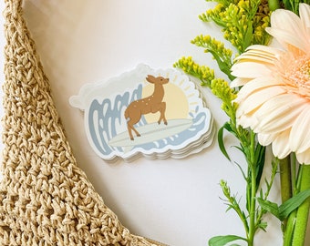 Surfing Deer Sticker | Beach Sticker | Gulf Coast Sticker | Animal Sticker