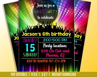 dance party invite etsy