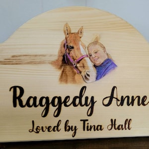 Custom Horse Stall Plate, Horse Name Sign, Horse Stall Sign, Wood Burned Horse, Custom Horse Portrait