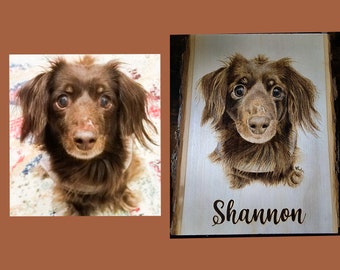 Custom Handmade Wood Burned Pet Portrait