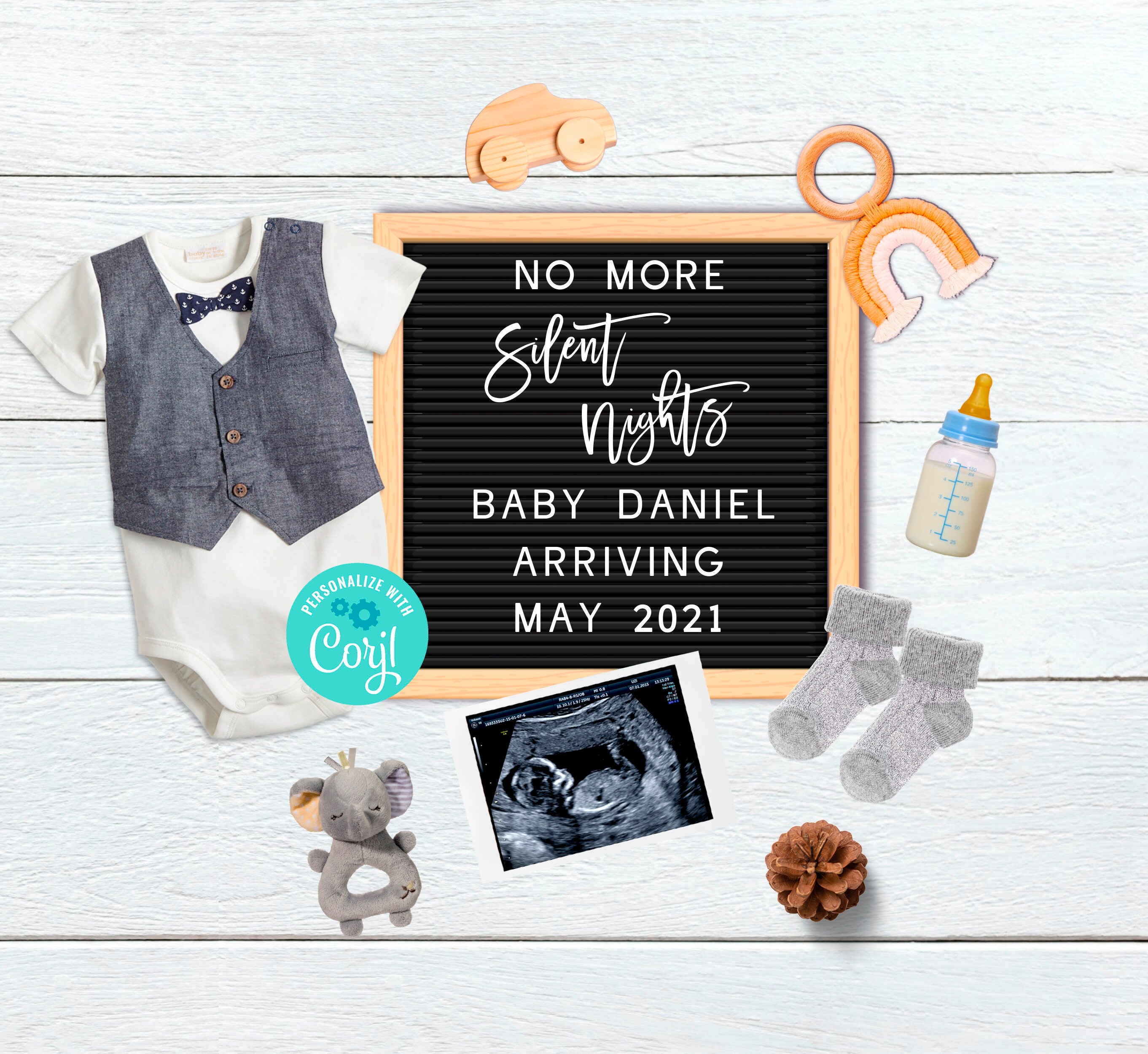 Editable Pregnancy Announcement Digital Announcement Board Etsy