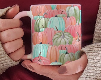 Fall Pumpkin Mug, Ceramic Pumpkin Coffee Mug, Fall Mug, Farmhouse Autumn, Pumpkin Coffee Cup, Fall Lover Gift, Pumpkin Gift, Autumn Mug