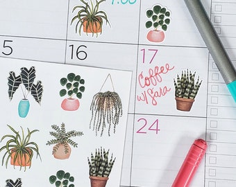House Plant Stickers, Plant Sticker Sheet, Bullet Journal Stickers, Decorative Stickers, Planner Stickers, Plant Lover Gift, Small Gift