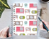 Retro TV Journal, Cute Spiral Journal, Vintage Notebook, Gift for Thrifter, Gift for TV Lover, Antique Lover,