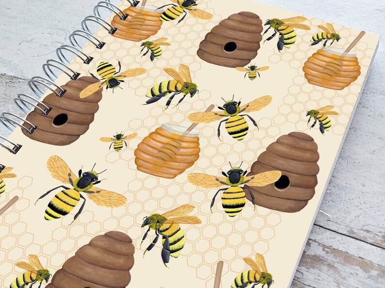 Honey Bee Journal Hardcover Spiral Journal Spiral Notebook Etsy