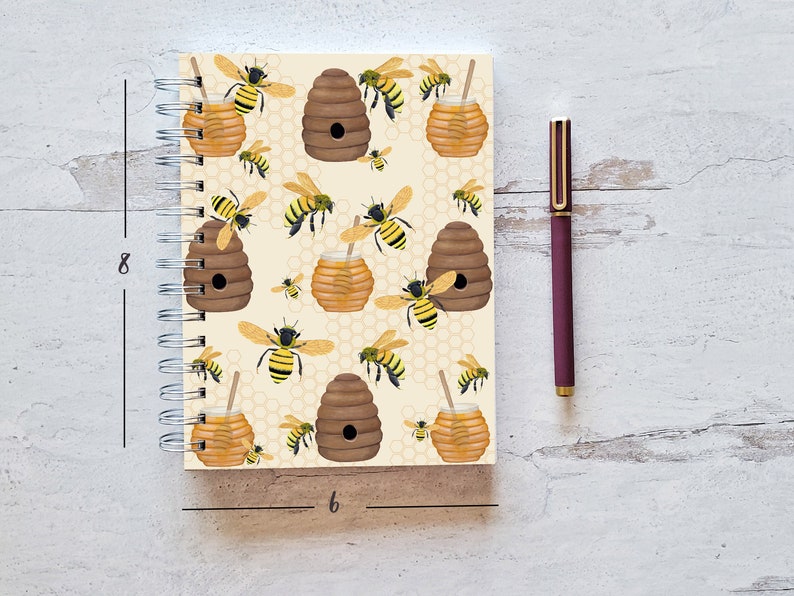Honey Bee Journal Hardcover Spiral Journal Spiral Notebook Etsy