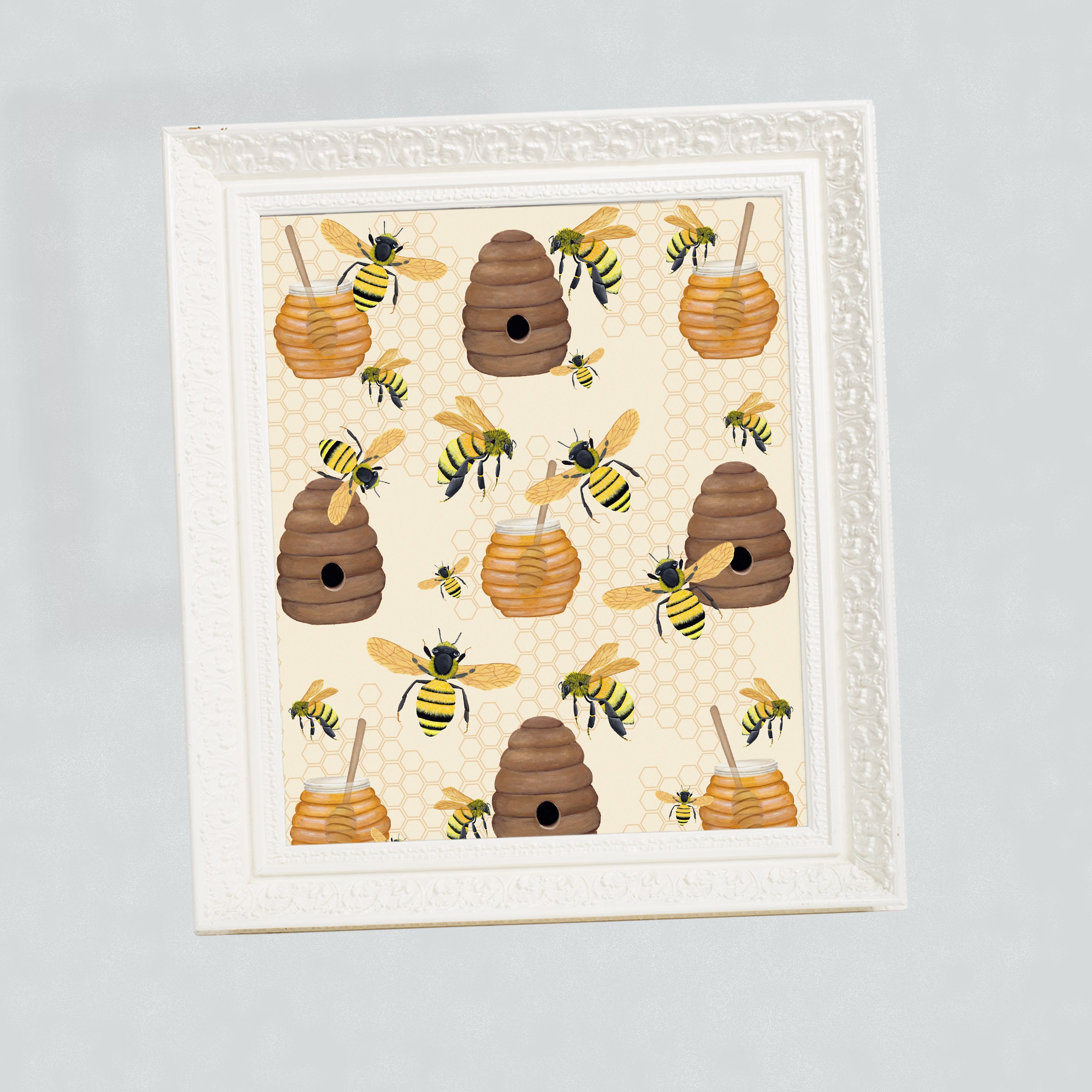 Bee Art Print Honey Bee Wall Decor Bee Decor Spring Wall Etsy