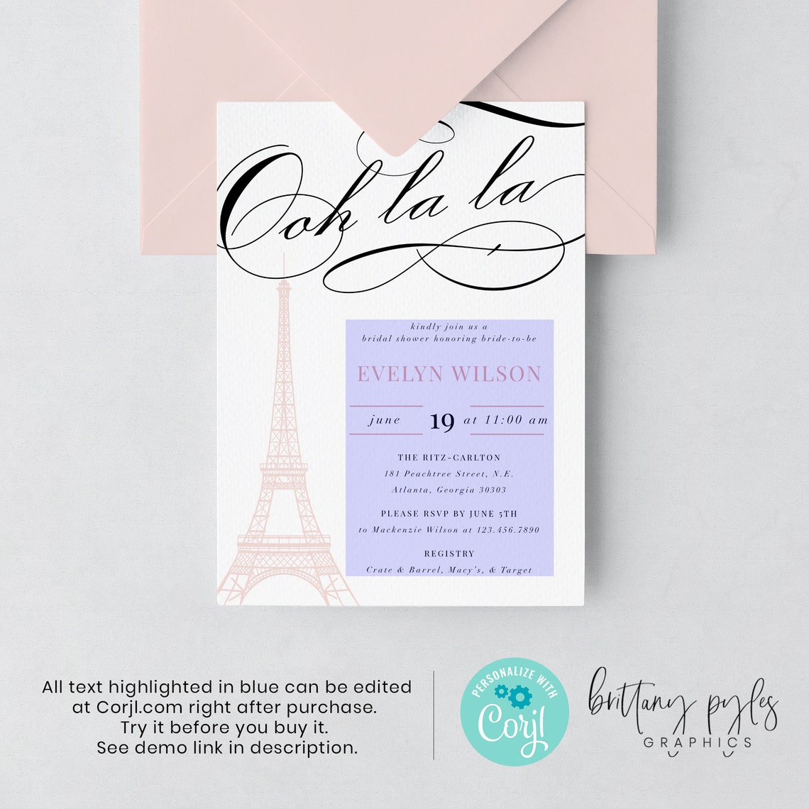 Paris Bridal Shower Invitation French Bridal Shower Etsy