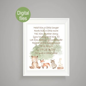 woodland nursery wall decor hold him a little longer woodland animals woodland nursery bear baby boy nursery wall decor prints watercolor
