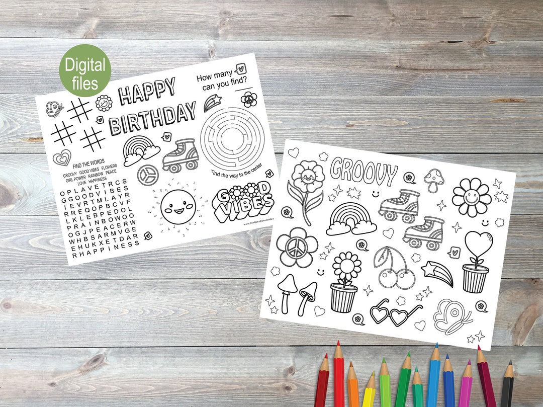 Groovy Party Coloring Sheet Birthday Party Coloring Sheet Activity ...