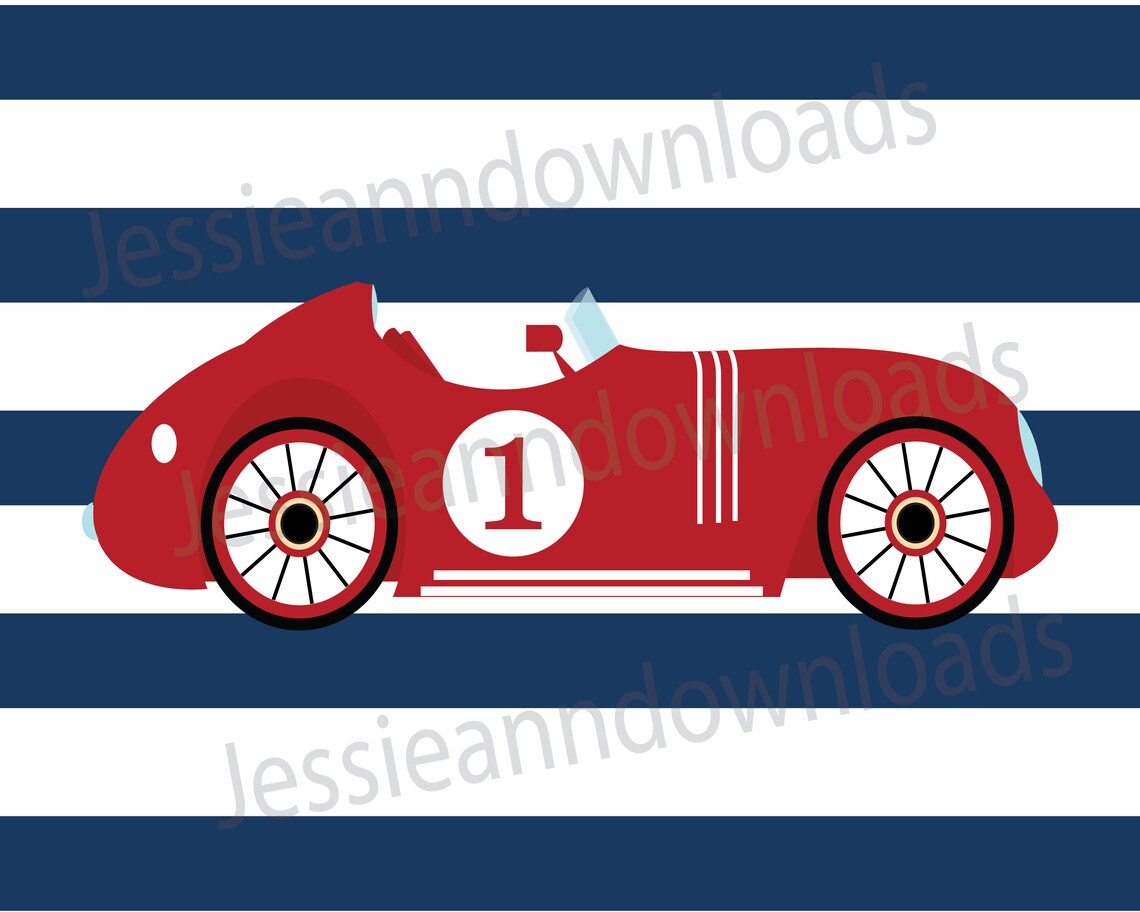Race Car Wall Decor Printable Files Race Car Nursery Baby Boy | Etsy